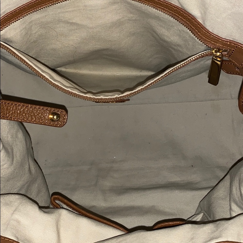Tory Burch Tan Leather Perforated Logo Tote - Picture 7 of 12